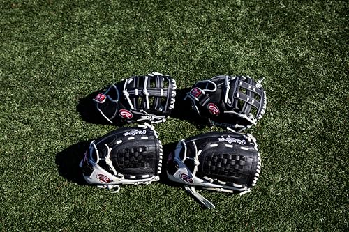 Rawlings 12-Inch Fastpitch Softball First Base Mitt for Female Players – Left Hand Throw, Adjustable Fit, Durable Leather