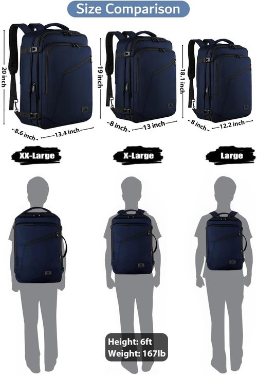 MATEIN Travel Backpack - 27L Water-Resistant Carry-On | Convertible Daypack for Hiking & Work - Blue