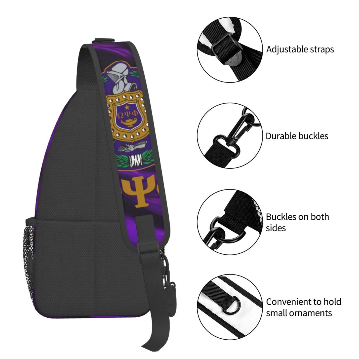 Bixinboy Psi Phi Sling Bag Crossbody Travel Hiking Chest Backpack Shoulder Daypack For Men