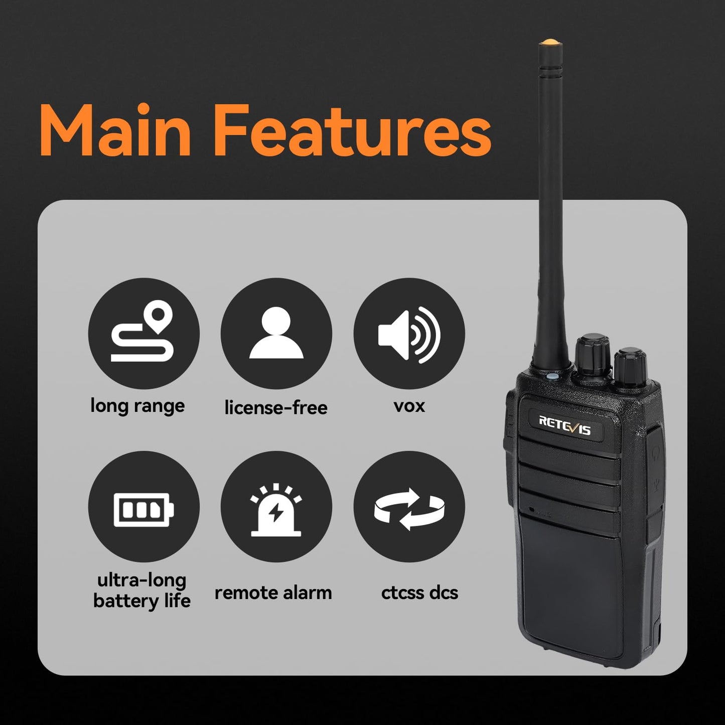 Retevis RT21 Updated 3000mAh Two Way Radios Long Range,Walkie Talkies with Earpiece,SOS Alarm,16CH,Portable 2 Way Radios for Security Cruise Camping Events(4 Pack)