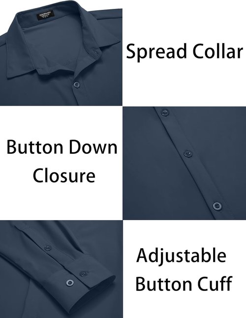 COOFANDY Men's Muscle Fit Dress Shirt - Wrinkle-Free Long Sleeve Casual Button Down | Stylish Fit