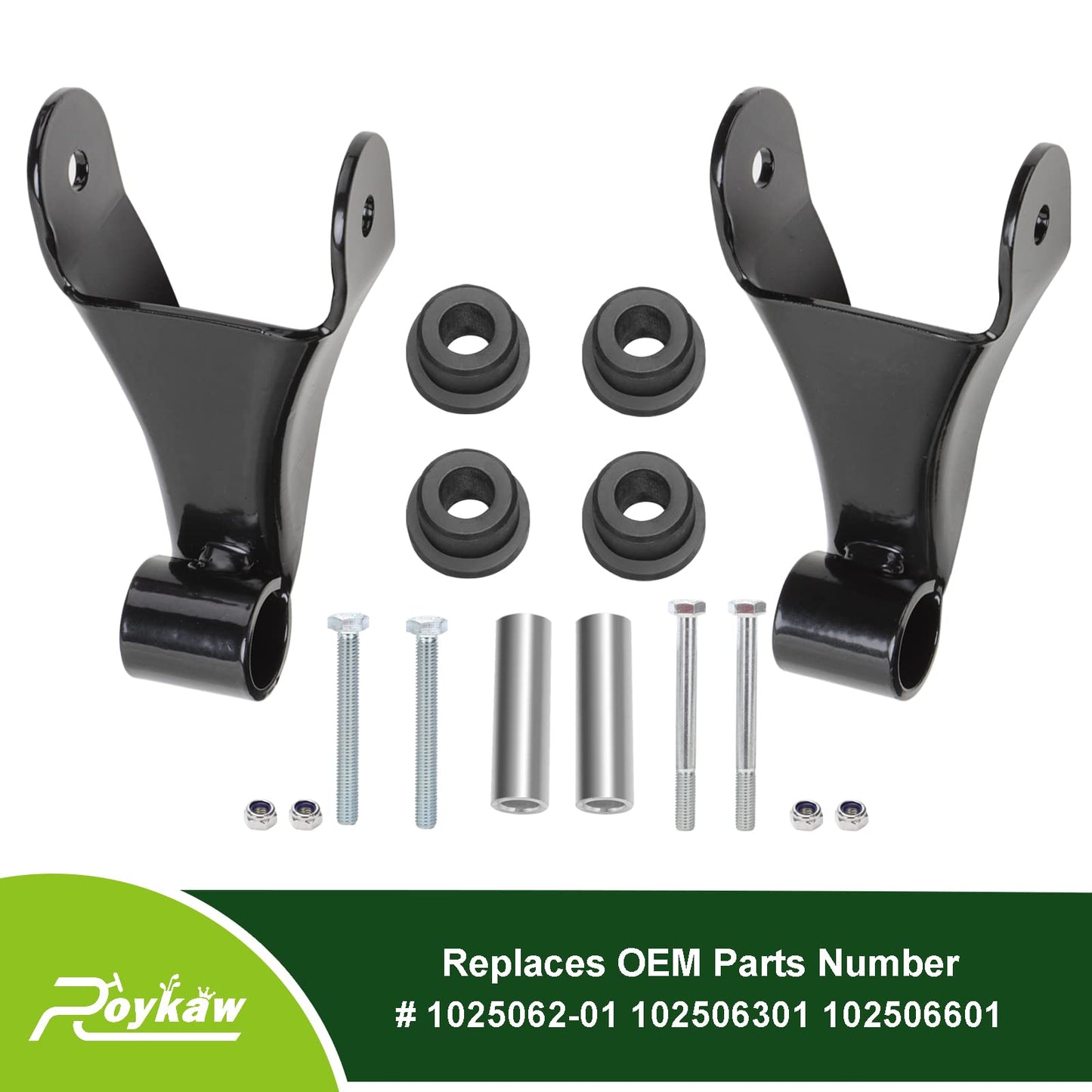 Roykaw Club Car Rear Shackle with Bushing & Sleeves Kit for Precedent 2004-Up Gas & Electric Golf Cart Models, Replaces OEM # 102506201, 102506301, 102506601