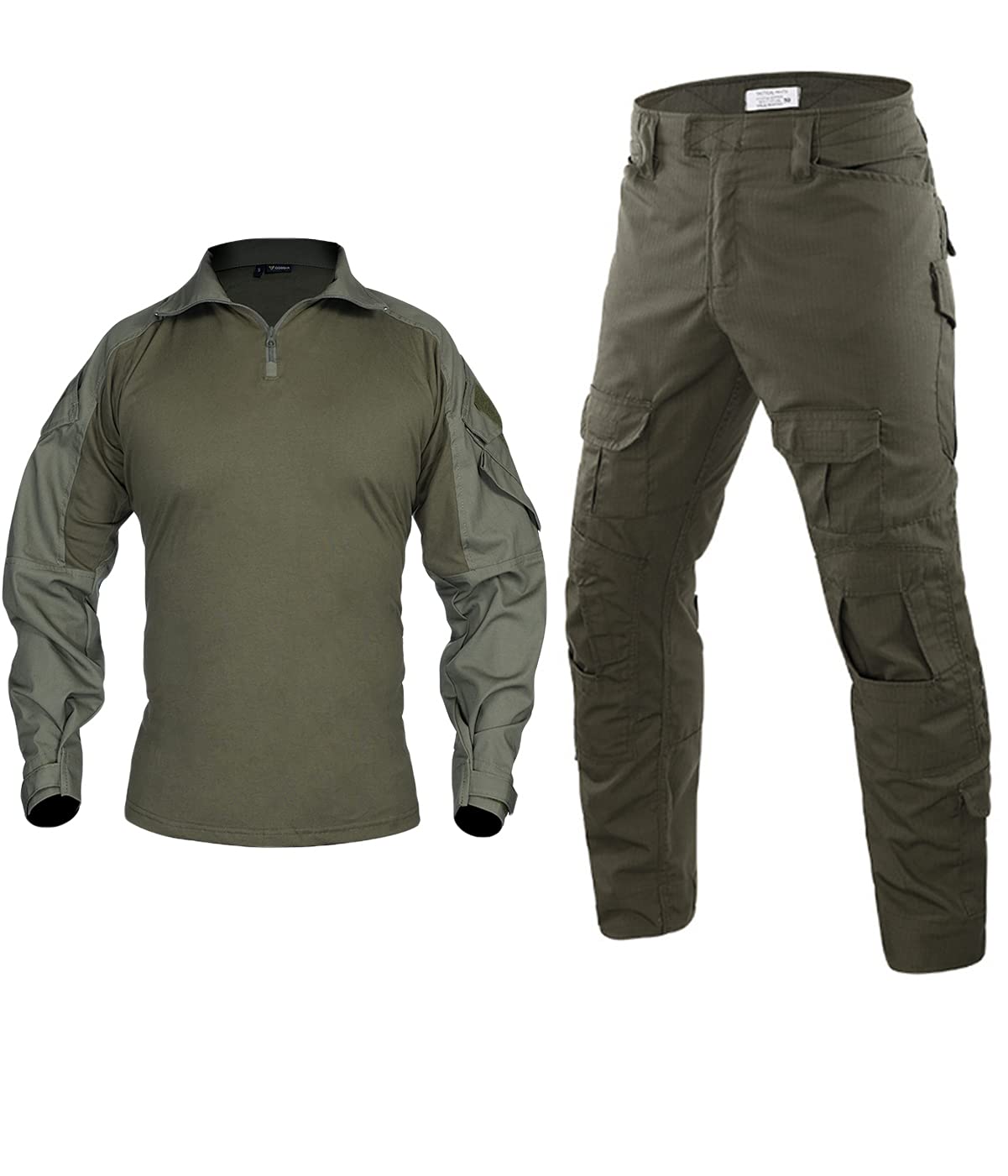 HARGLESMAN Mens Combat Suits Military Uniforms Army BDU Tactical Sets Shirts and Pants Comfortable Soft Breathable Quick Dry Snug Fitting Work Training Airsoft Paintball Apparel Gear Green S