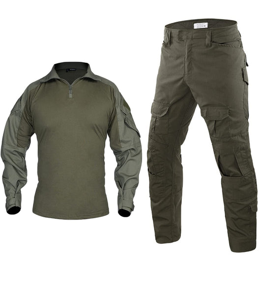 HARGLESMAN Mens Combat Suits Military Uniforms Army BDU Tactical Sets Shirts and Pants Comfortable Soft Breathable Quick Dry Snug Fitting Work Training Airsoft Paintball Apparel Gear Green S