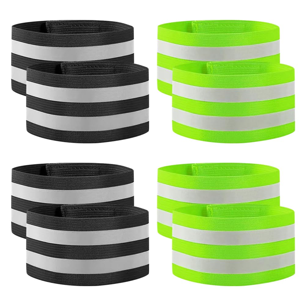 UUYYEO 8 Pcs Reflective Elastic Armbands Reflective Cycling Strips Reflective Running Leg Bands High Visibility Running Straps Wrist Reflective Strips Outdoor Walking Arm Bands
