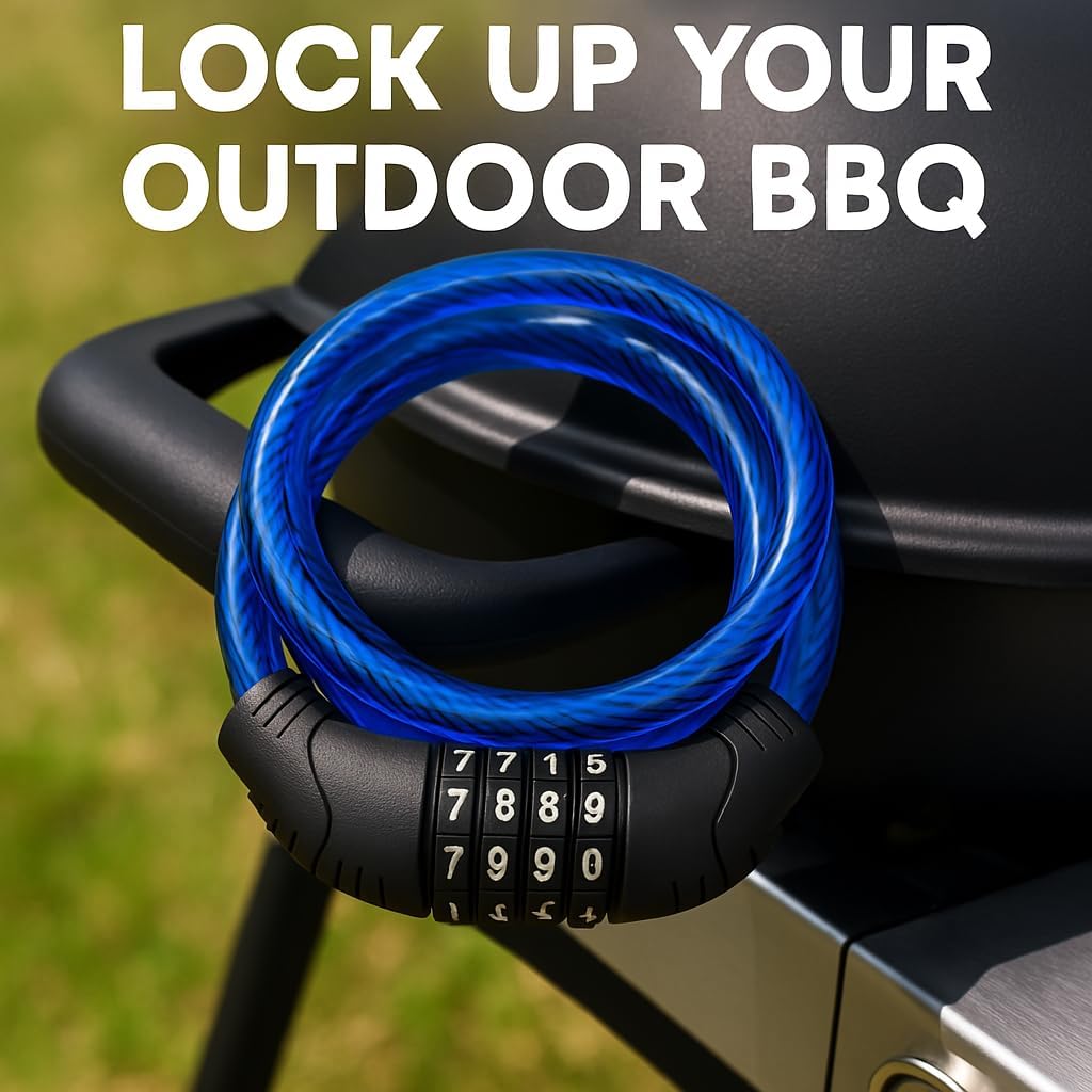 Skiennix Bike Lock Cable - 4 Ft 10Mm Resettable Combination Lock for Bikes, Scooters & Gates