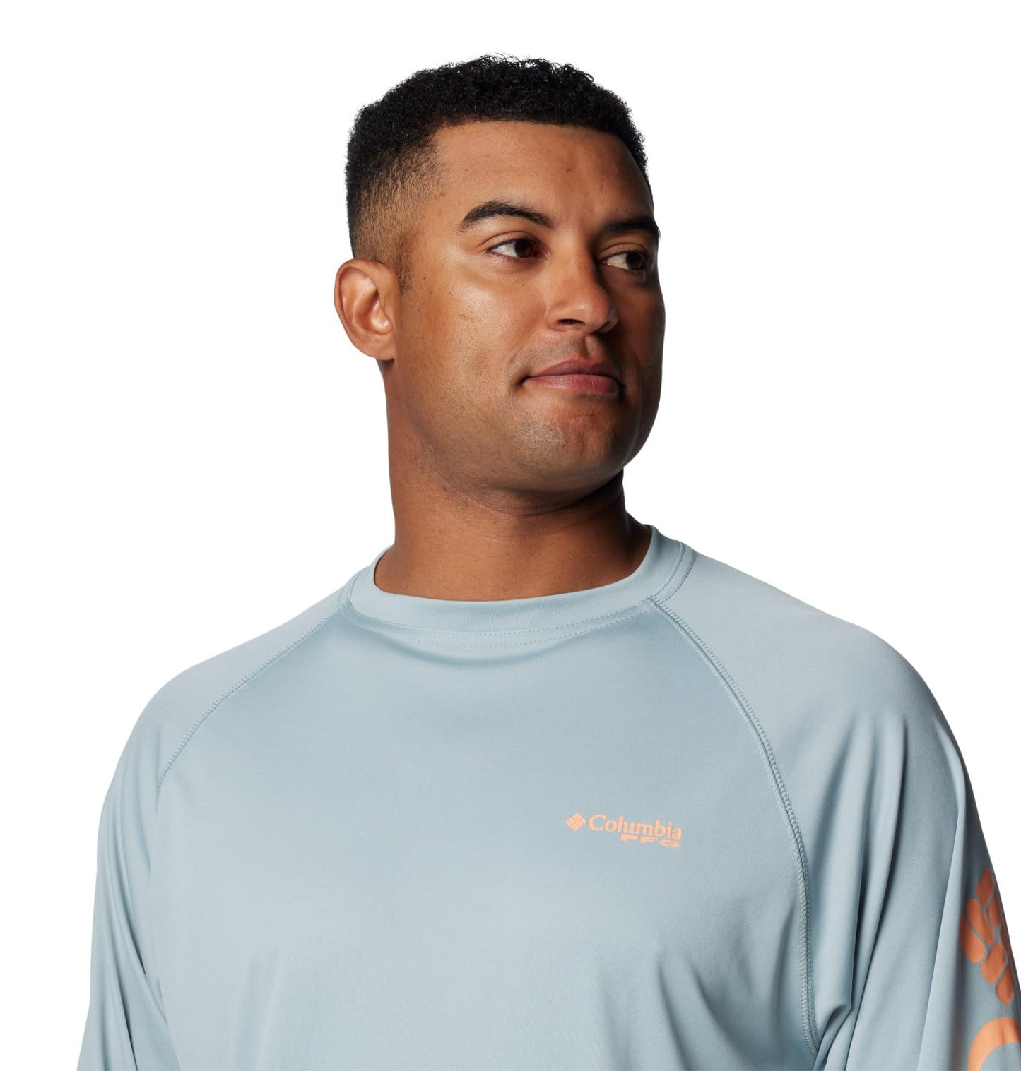 Columbia Men's PFG Terminal Tackle Long Sleeve Fishing Shirt, Crushed Blue/Bright Nectar Logo, 2X