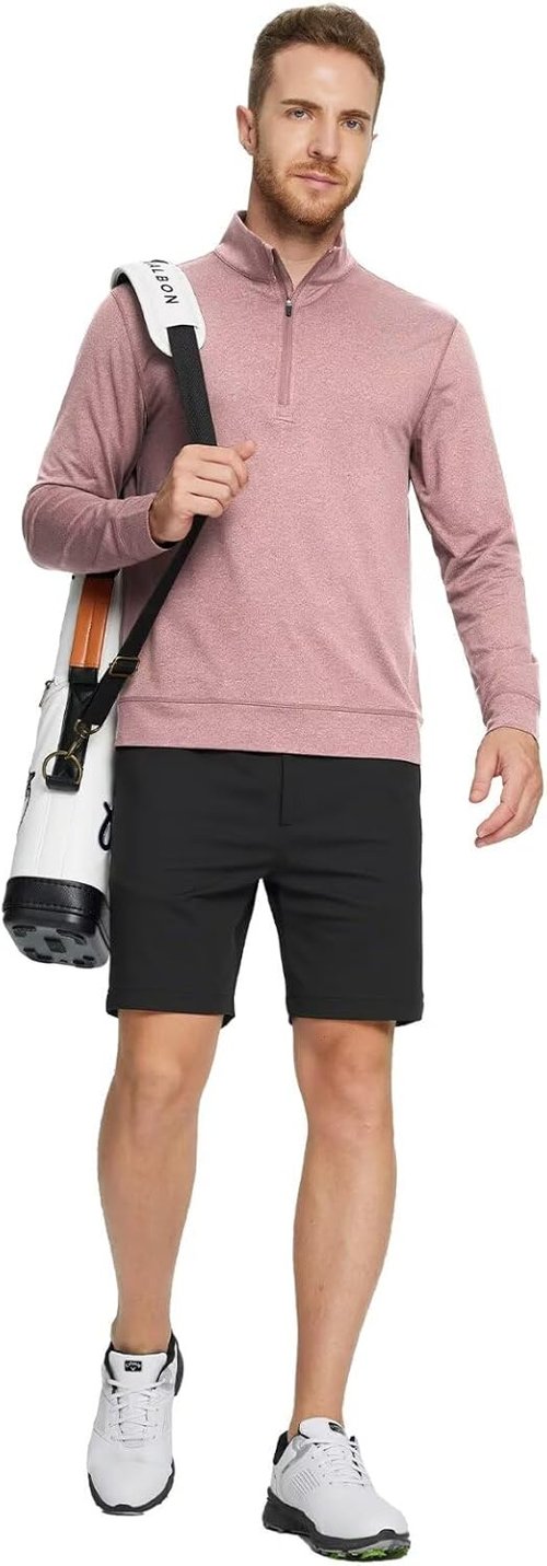 M MAELREG Quarter Zip Pullover - Men's Moisture-Wicking Performance Golf Sweatshirt in Heather