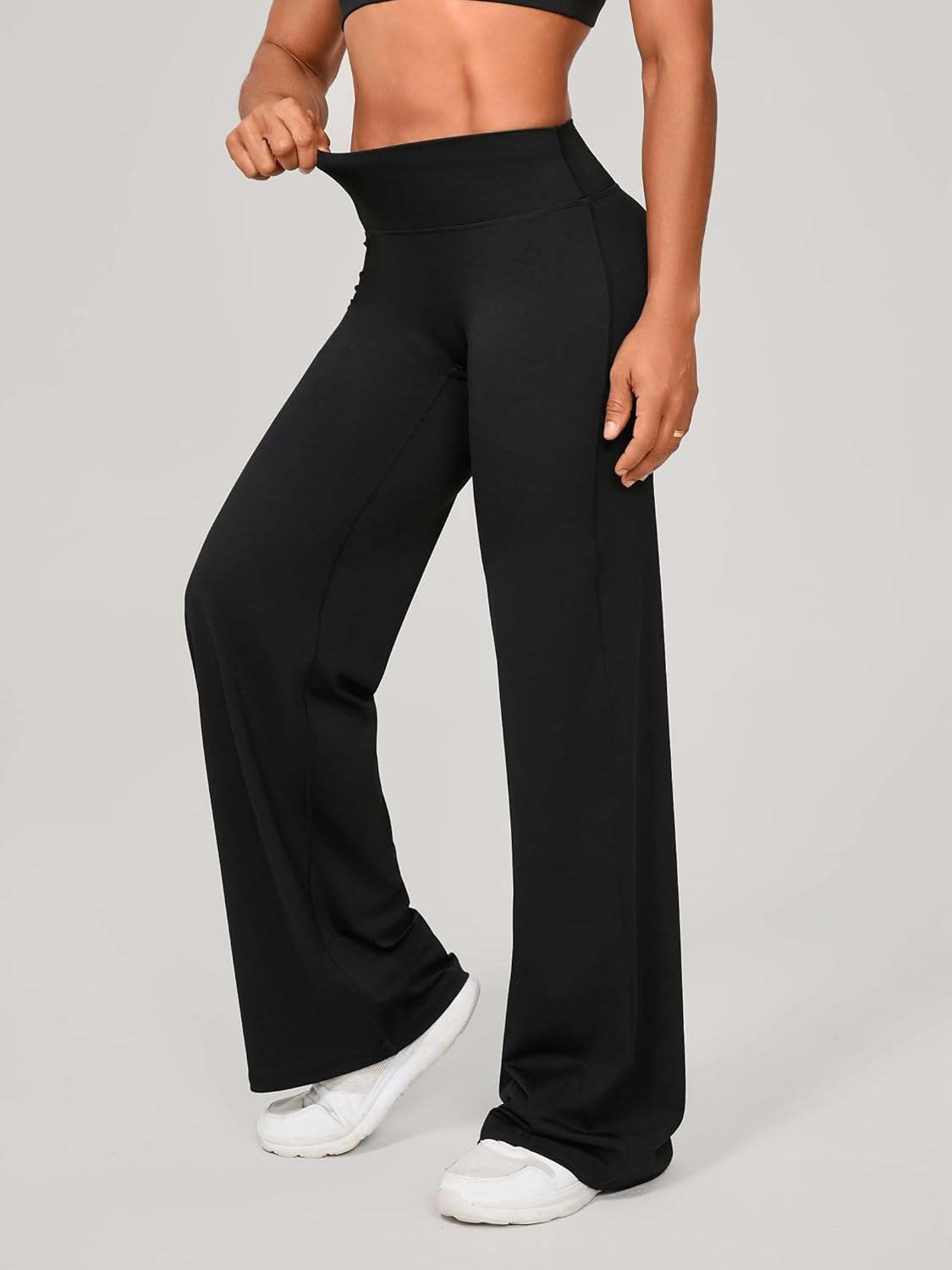 ABOCIW Women's High Waist Straight Leg Gym Leggings - No Front Seam, Comfortable Yoga Pants