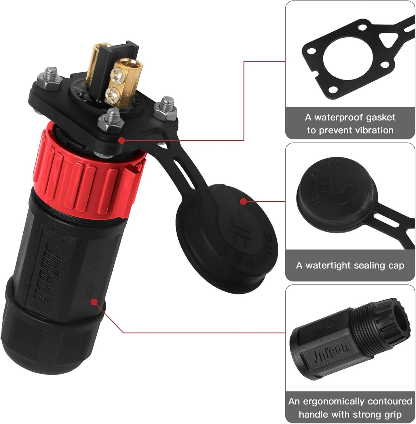 Skiennix Trolling Motor Plug Receptacle Set - Waterproof 12V/24V/36V/48V DC Power Connector for Marine Use