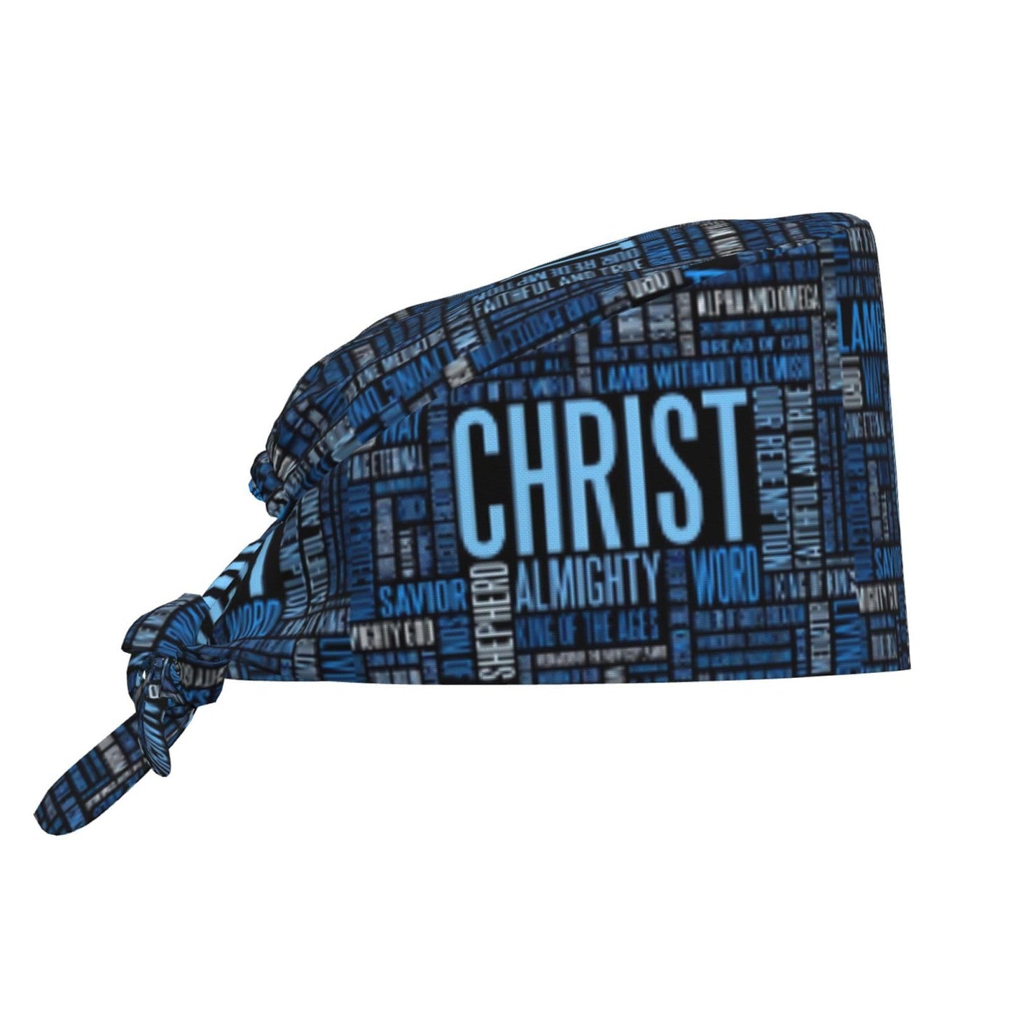 Christ Jesus Cross Working Cap Scrub Cap with Sweatband Adjustable Unisex Tie Back Hat Nursing Doctor Surgeon Cap for Women Men