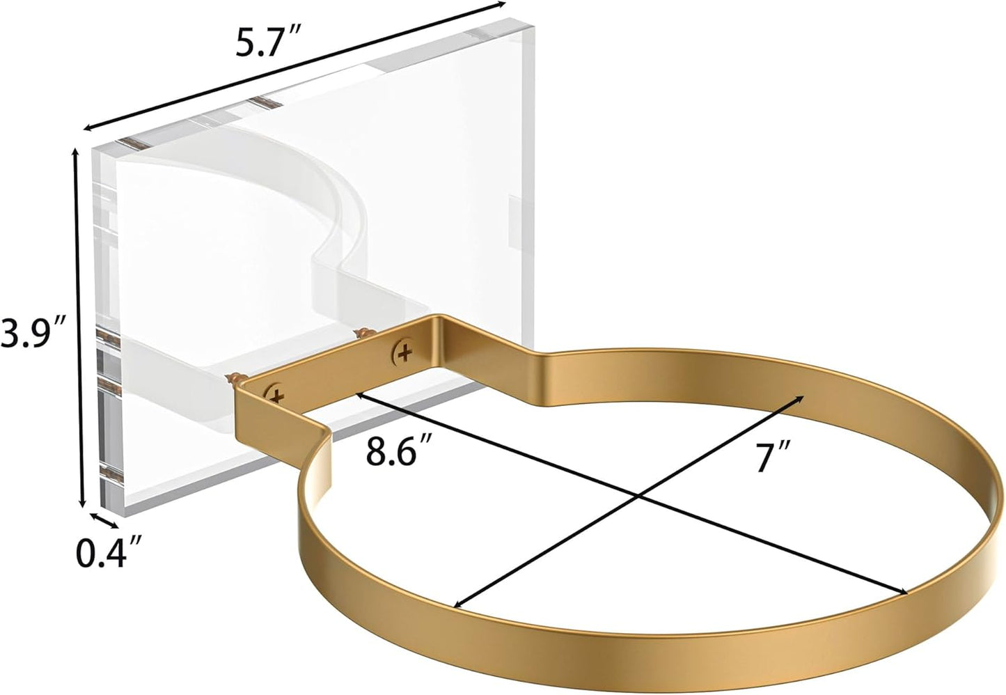 Skiennix Ball Holder Wall Mount - Stylish Sports Ball Display Rack with Acrylic Base & Gold Metal Ring | Perfect for Basketball, Soccer, Football & Volleyball Storage