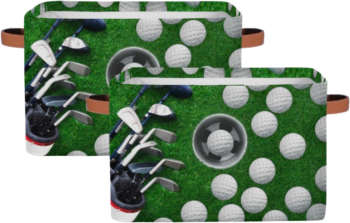 Skiennix Golf Ball Storage Basket - Foldable Fabric Organizer with Handle for Home & Office | 1 Pack