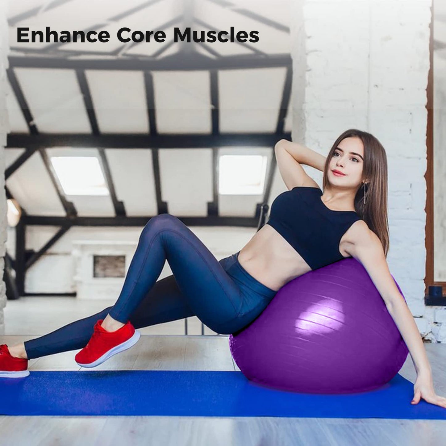 Joyibay Cardio Drumming Equipment Set, Fitness Balance Ball with Pump & 3.2oz Cardio Drumming Sticks, Aerobic Exercise Ball for Workouts, Stability, Pilates, Yoga, Pregnancy Gymnastics