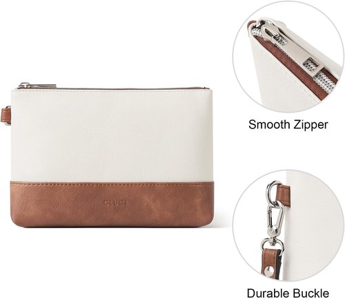 CLUCI Leather Wristlet Wallet - Large Capacity Clutch Purse for Women | Slim Travel Organizer in Stylish Design