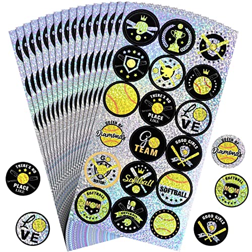 540 Pcs Softball Sports Stickers - Assorted Designs for Parties