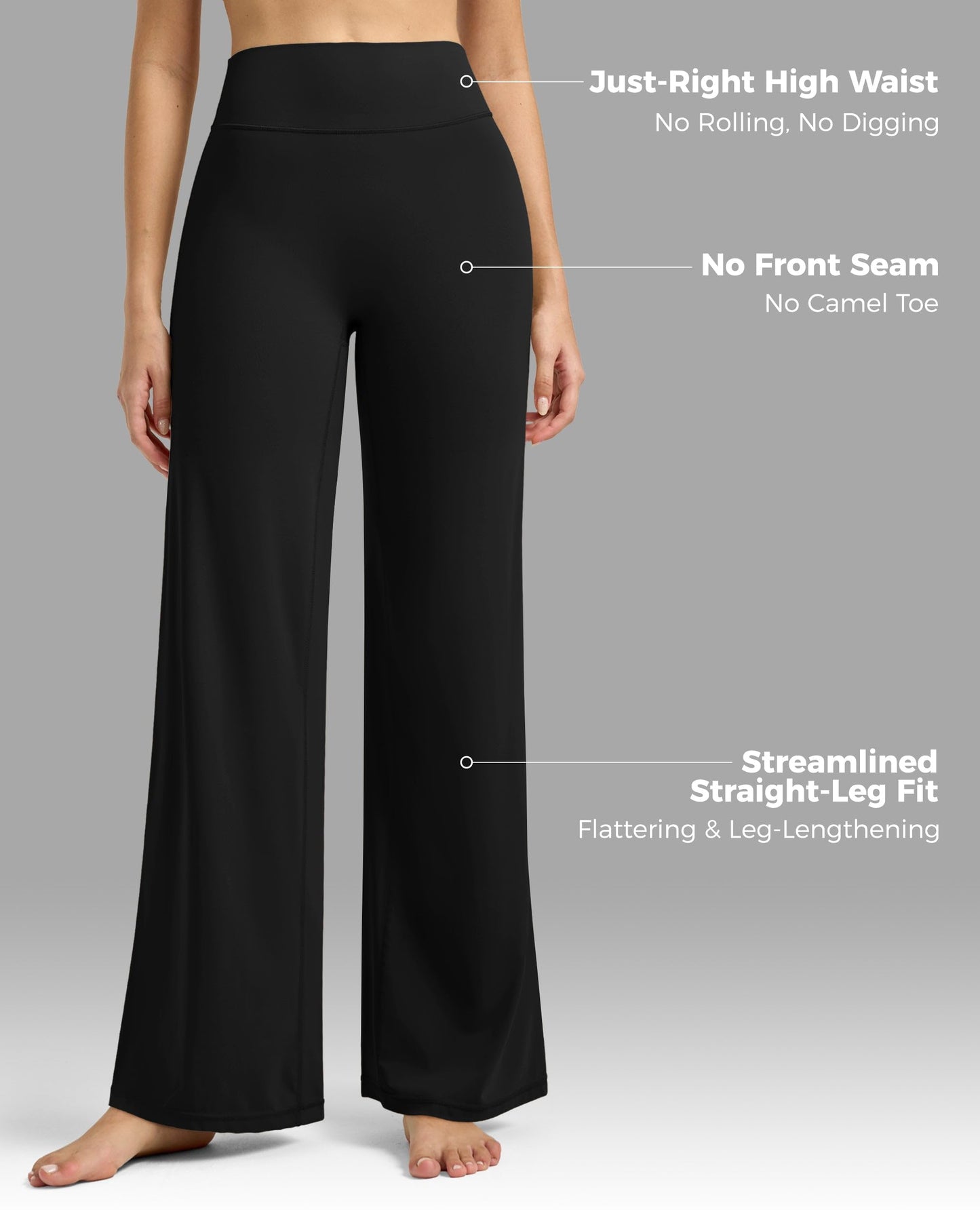 Willit Workout Gym Leggings for Women Straight Leg Bottoms Wide Leg Yoga Pants for Women High Waist Buttery Soft 29" Black M
