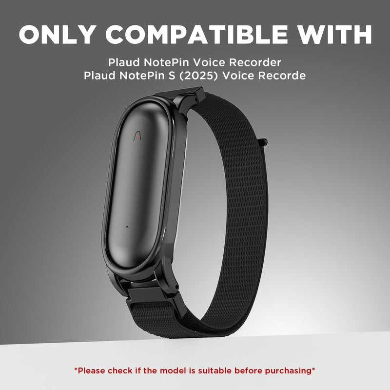 Wacanc ﻿Quick Release Nylon Wristband Compatible with Plaud NotePin Voice Recorder,PC Case with Soft Adjustable Wearable Strap for Plaud NotePin S (2025),Replacement Nylon Strap Accessories (Black)