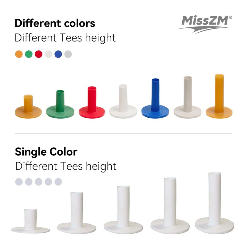 XMWangzi Improve Your Golf Game 5-Color & Height Rubber Tees - Perfect for Indoor/Outdoor Practice and Swing Training