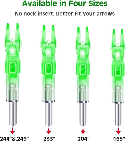 Lighted Nocks for Arrows by [Brand Name] - Bowstring Activation | 6 Pack for .166/G, .204/X, .233/H, .244/S, .246/GT