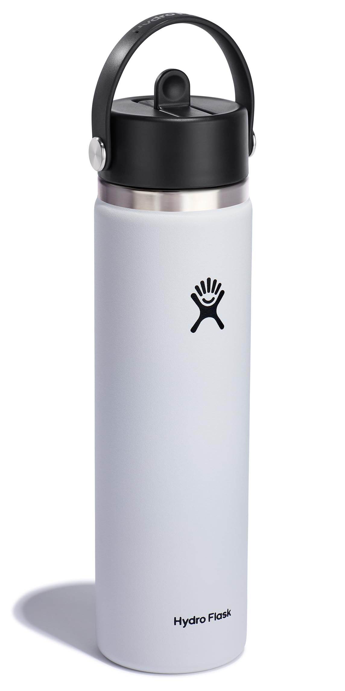 Hydro Flask Water Bottle - Insulated Stainless Steel - Wide Straw Lid, Non Spill, Leakproof in 24 Oz White