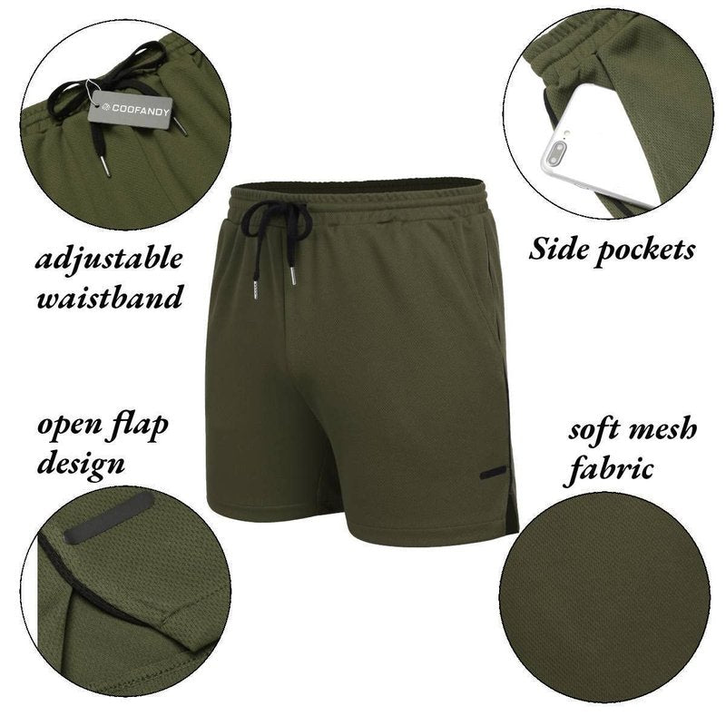 COOFADY 3 Pack Athletic Running Shorts for Men Quick Dry Gym Workout Shorts Lightweight Sports Short Pant with Pockets