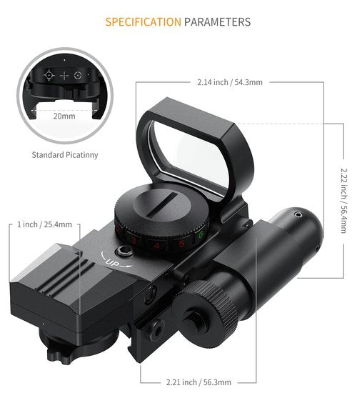 Feyachi Reflex Sight - 4 Reticle Red & Green Dot Sight Optics with Red Laser Sight Less Than 5mW Output for Picatinny Rails