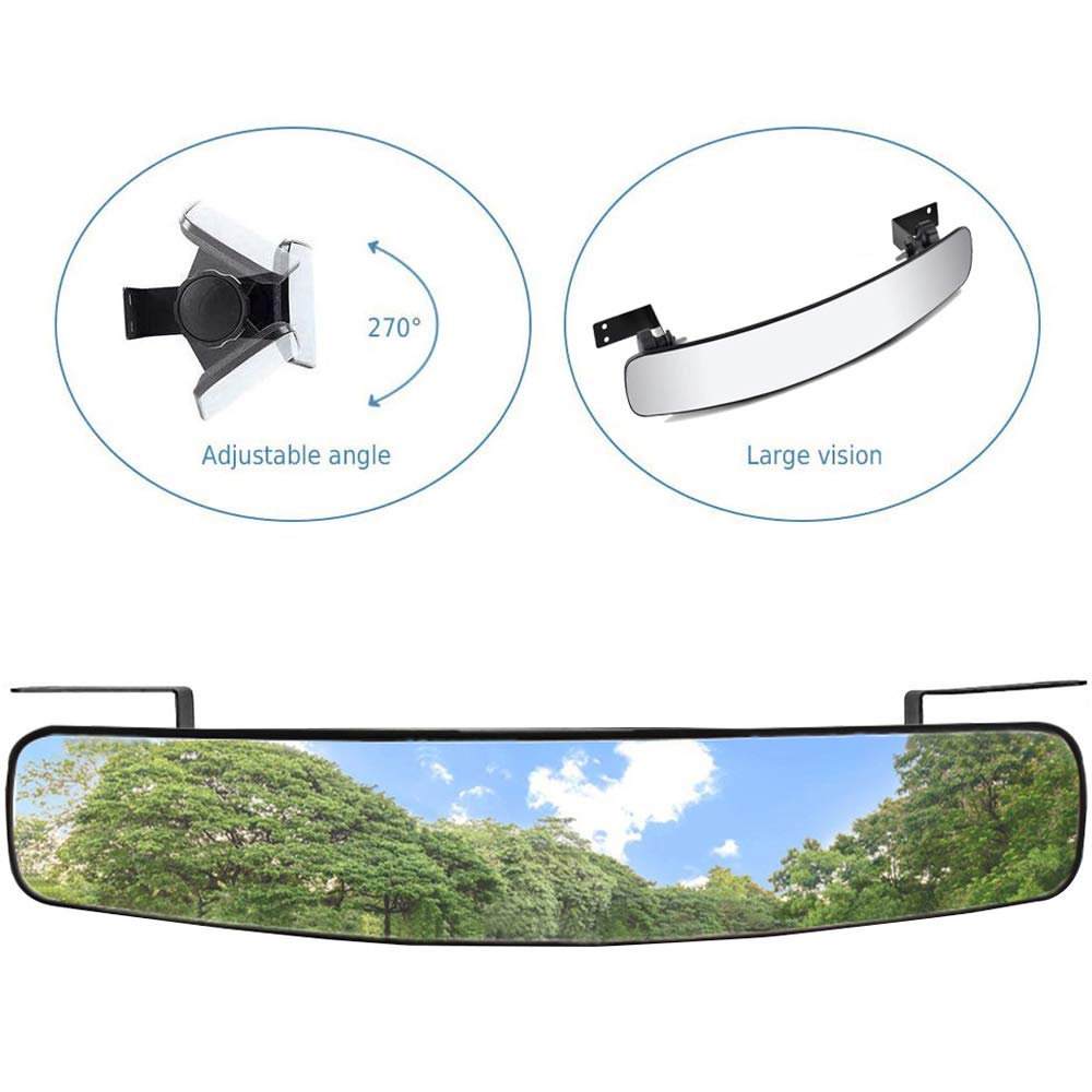 WLOOD Golf Cart Folding Side Mirrors and Rear View Mirror 16.5" Extra Wide Panoramic Golf Cart Mirrors Fits for Club Car EZGO Yamaha Combo Pack