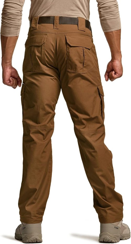 CQR Men's Tactical Pants - Lightweight Water Resistant Ripstop Cargo Pants for Outdoor Work & Hiking