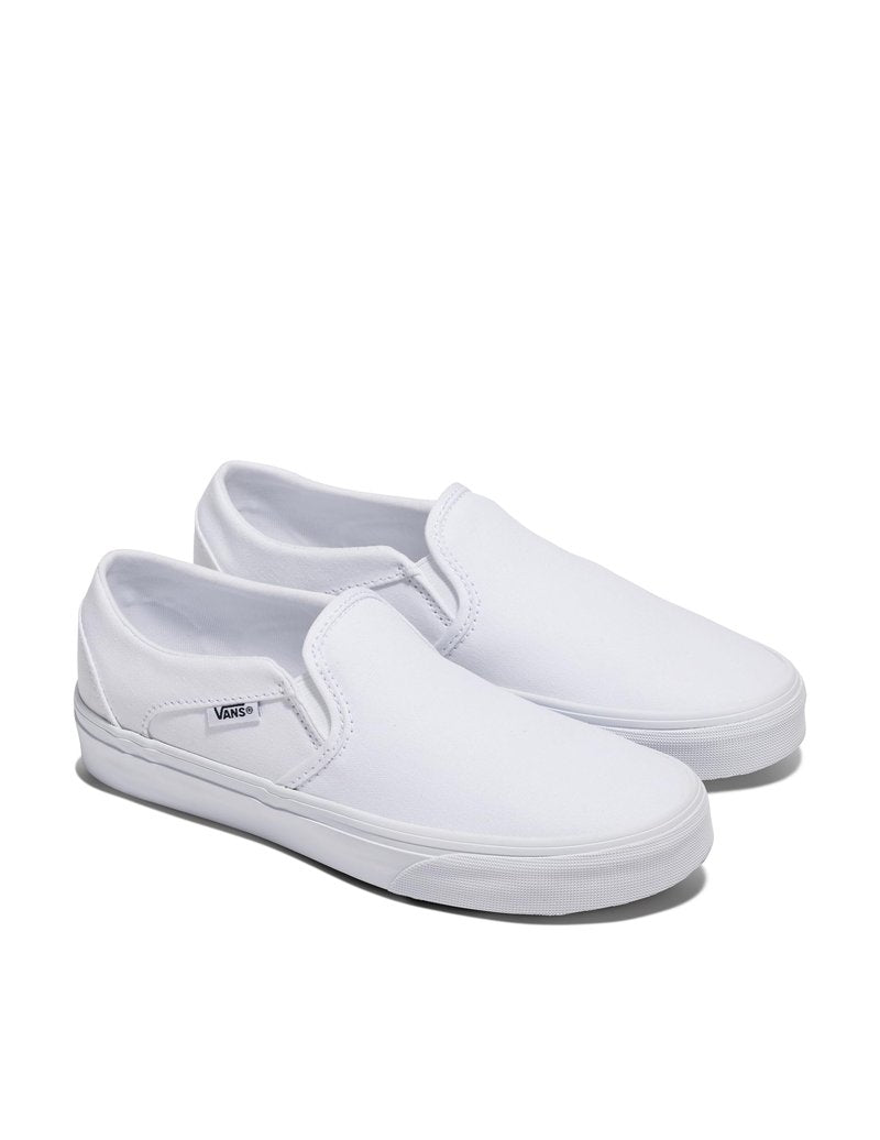 Vans Women's Asher Slip-On Shoe - Casual Sneakers for Walking, Fashion & Work. (Canvas) Truewht/Truewht. 5.5