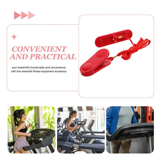 UKCOCO Treadmill Safety Key Replacement: Rectangular 2-Prong Insert Type Emergency Stop Switch, Fitness Running Equipment Accessory with Strong Clamp
