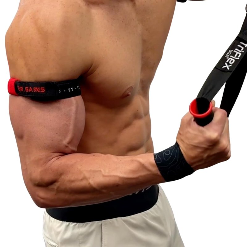 Dr. Gains Premium Nylon & Metal Buckle BFR Bands | Blood Flow Restriction Bands for Occlusion Training Weight Lifting (Arms)