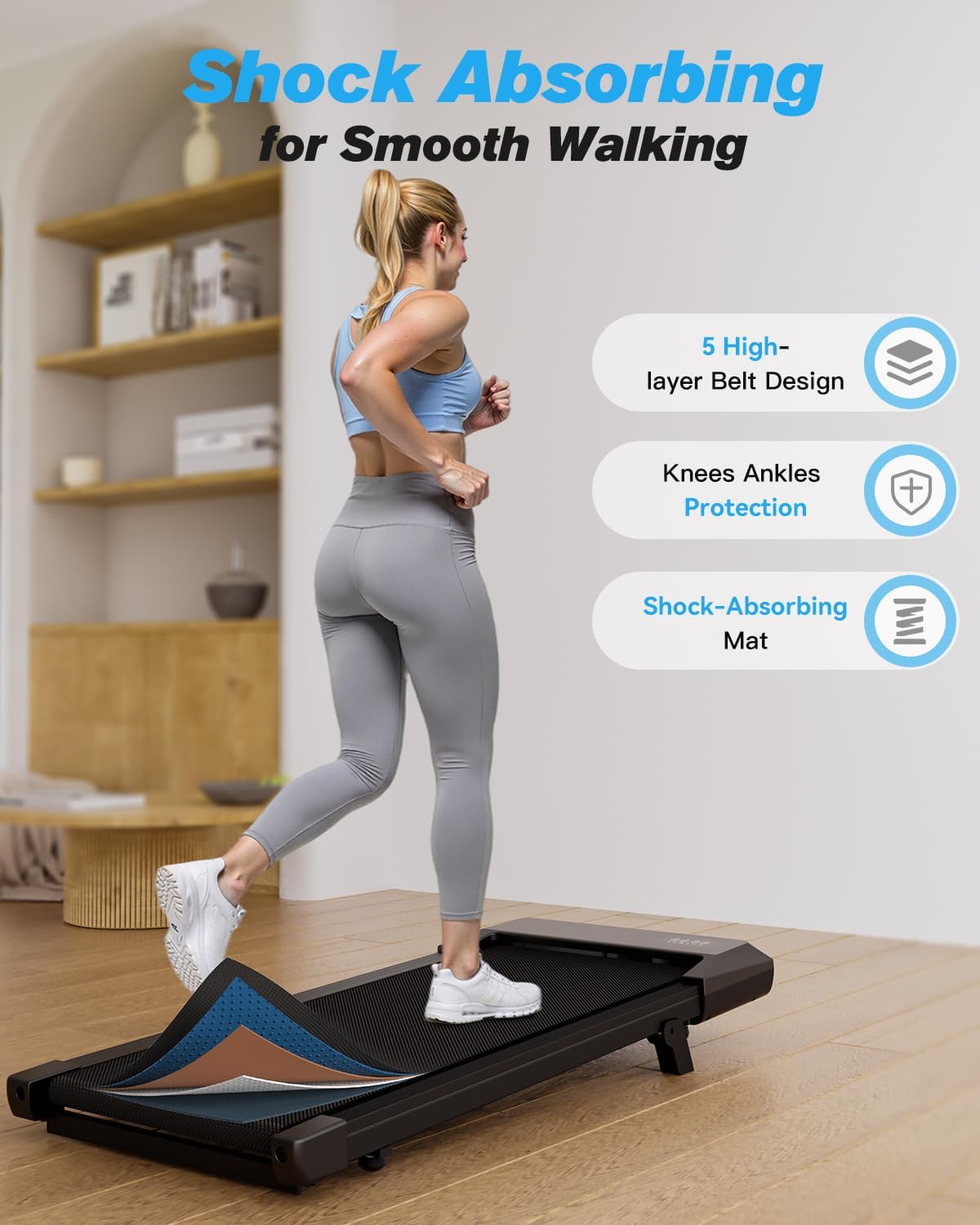 SupeRun Walking Pad - 3 in 1 Portable Under Desk Treadmill with Remote Control & LED Display | 300 Lbs Capacity
