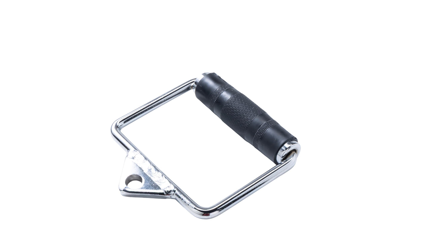 FITNESS MANIAC USA D Handle Cable Attachment, Pair, Exercise Machine Attachments with Rubber Handgrips Chrome, Chrome Knurled Stirrup Attachment Kit