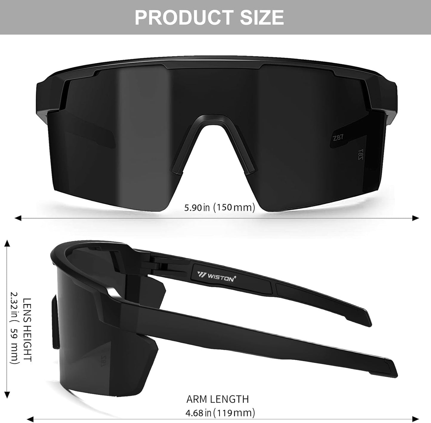 WISTON XL Z87 Sunglasses - Ultralight TR90 UV400 Protection for Big Heads | Unisex Design