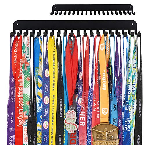 Heavy-Duty Medal Display Rack with 20 Hooks - Sturdy Wall-Mounted Trophy Holder