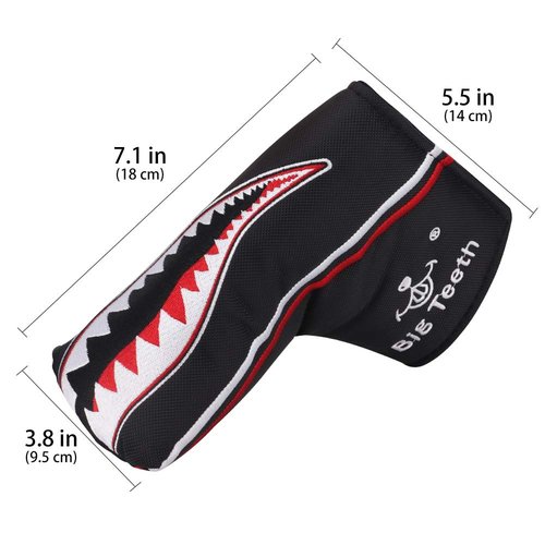 BIG TEETH Golf Blade Putter Cover Headcover Club Protector Magnetic Bar Closure Lucky Putter Cover for Scotty Cameron Taylormade Odyssey (Shark)