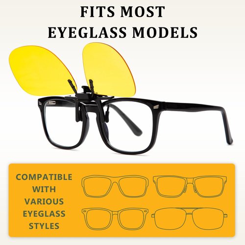 JO Polarized Clip-On Night Driving Sunglasses UV400 Anti-Glare Lenses with Metal Frame Night Vision