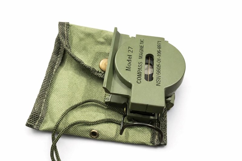 VETERIS US Military Style Phosphorescent Waterproof Lensatic Compass Accurate Hand Held Compasses with Pouch for Hiking Camping Navigation Survival Backpacking Orienteering