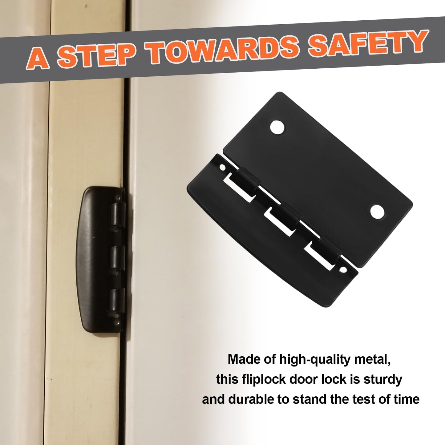 Flip Door Lock – Reversible Privacy Lock with Anti-Lock Out Screw for Child Safe Mode & Home Defense, Door Flip Lock Provides Defender Security, Black, 2-Pack