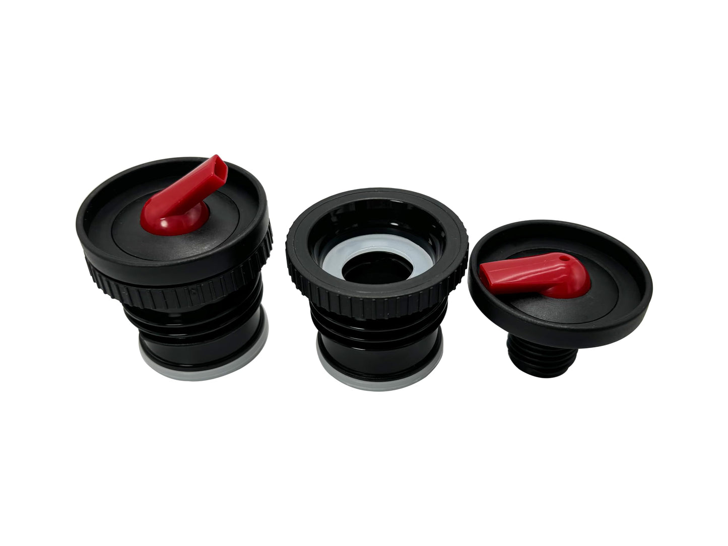 DelCampoXT Lid Termo/Thermal Flask Stopper Pico de Mate Replacement Cap - Fits Stanley Classic Vacuum Insulated Wide Mouth Bottles (1.1QT, 1.5QT, 2QT) - Black/Red - Set of 1