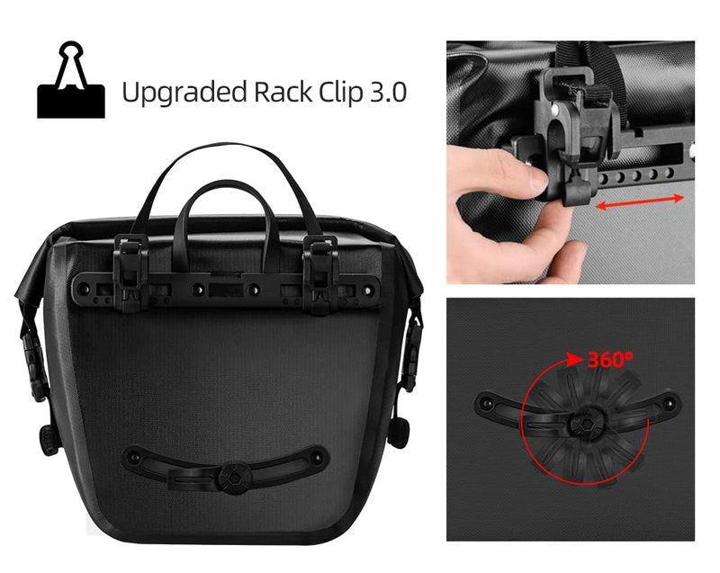 ROCKBROS Front Roller Panniers Bag Front Rack Bike Bag Sturdy Shelf Package with Carrying Handle & Free Shoulder Strap for Touring Picnic Commuting 1 Pair