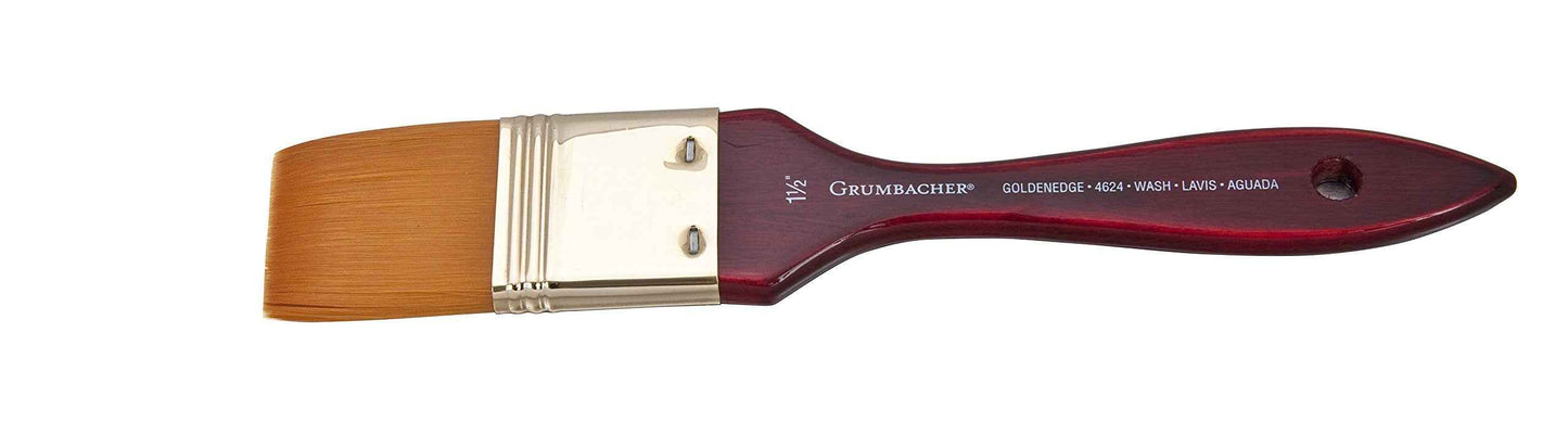 Grumbacher Goldenedge Golden Toray Wash Watercolor Brush, Synthetic Bristles, Size 1-1/2" (4624.150)