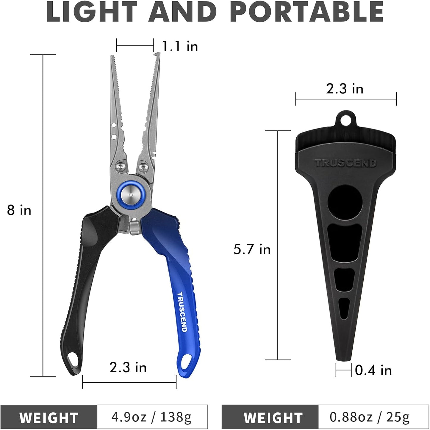 TRUSCEND Lockable Fishing Pliers - Ergonomic Handle & Tungsten Carbide Cutter | Saltwater Resistant Tool