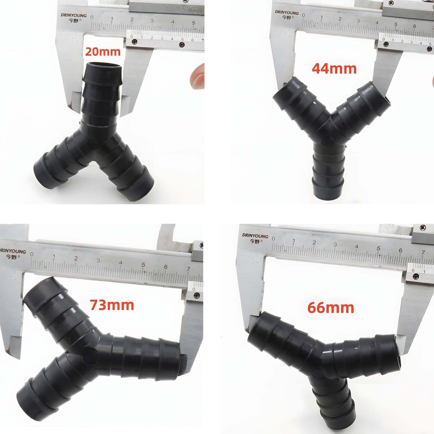 2 Pack Universal Washing Machine Drain Hose Y-Shaped Reducer - Fitting, Hose Splitter, Plastic Connector for Split Pipe Connection, Three-Way Adapter with Hose Clamps for Bathroom and Kitchen Use