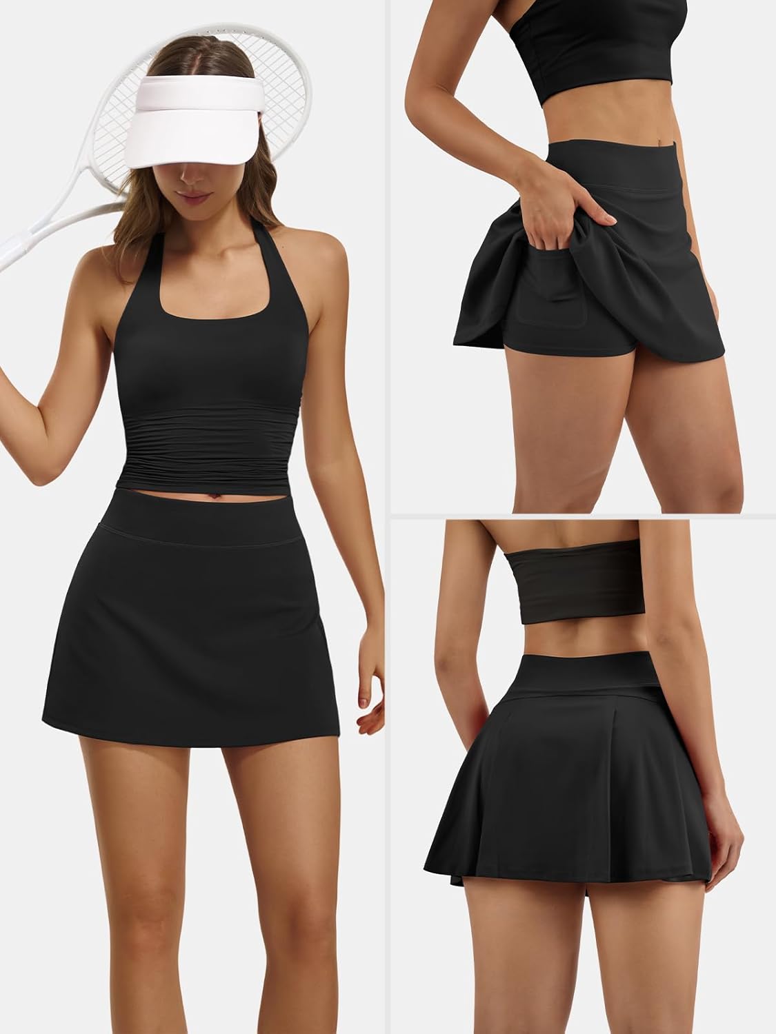 Skiennix Women’s Tennis Skirt - High Waisted Athletic Skorts with Pockets & Inner Shorts