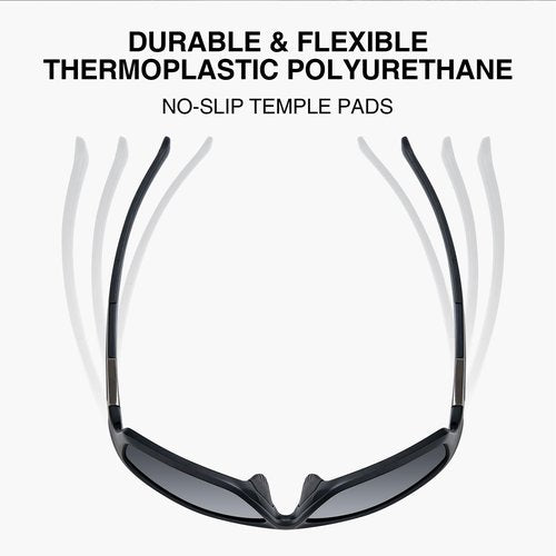 BLACK ORCA Polarized Sports Sunglasses for Men & Women, UV400 Protection Wrap Around Lightweight TR90 Frame for Cycling Driving Fishing Running Golf