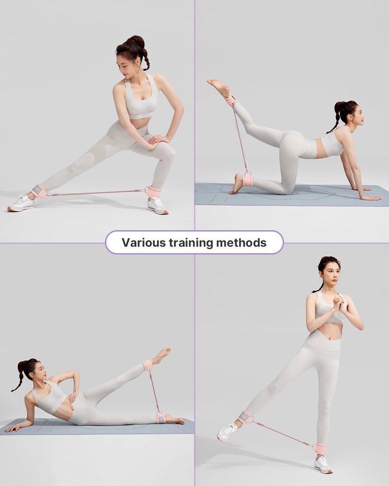 YOTTOY Ankle Resistance Bands with Cuffs, Adjustable Ankle Straps for Leg & Glute Workout, Butt Exercise Bands for Cable Machines Women, Perfect for Hip Fitness & Booty Training (Pink)