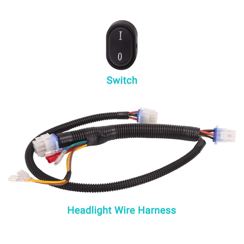 10L0L Club Car Precedent Headlight Kit With Bumper - 12V Direct Replacement for 2004-Up Electric Golf Carts, Plug-and-Play Installation, Short Harness & Button Switch