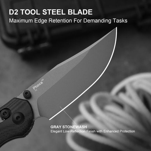 Kizer Phoca CC Pocket Knife, 2.93" Clip Point Gray Stonewashed D2 Blade Folding Knives with Black G10 Handle, Thumb Stud Opener & Clutch Lock EDC knife for Men Women V3780M2